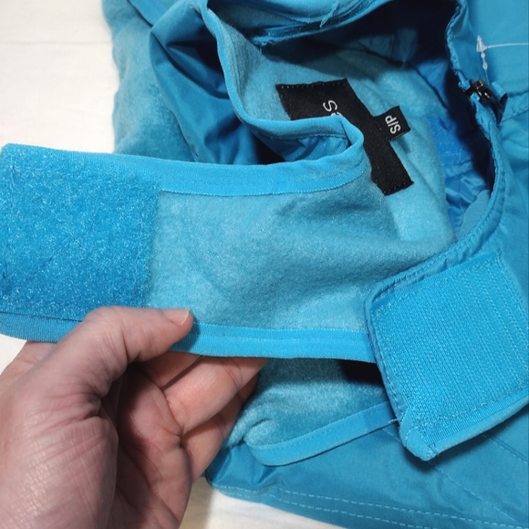 Stevies Aqua Blue Fleece Upper Overall Snow Bibs Ski Pants - Picture 13 of 13